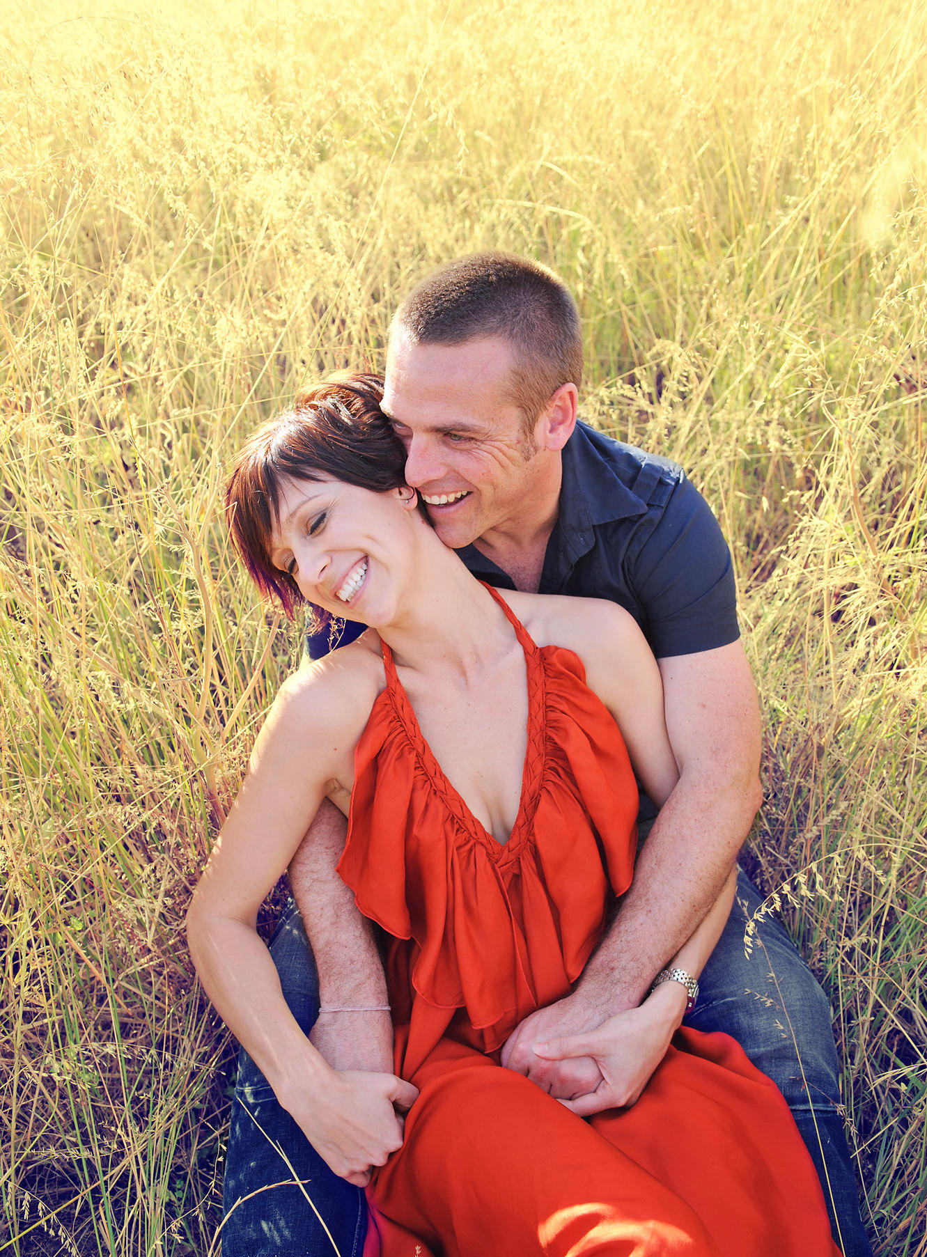 Couple sharing a relaxed moment outdoors